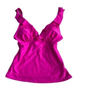 NWT DKNY Pink Ruffle Tankini Top - TOP ONLY
